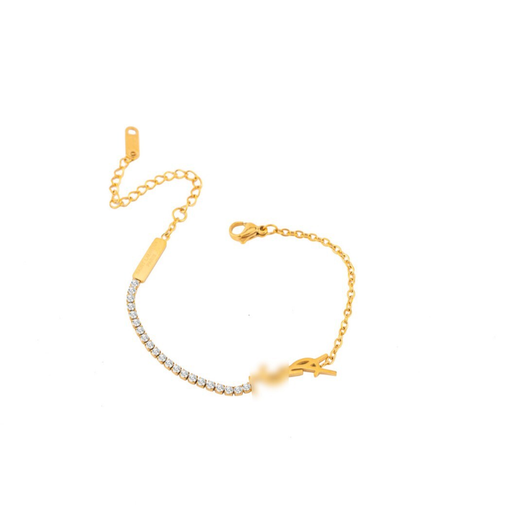New Style Dia-Studded Poplar Forest Love Bracelet for Women, Light High-End Titanium Steel Jewelry, Non-Fading Gold