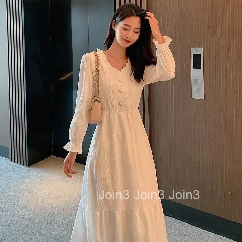 Dresses for Women 2025 Holiday Long Sleeve Woman Dress Ruffle Clothes Beach New In Loose Sale Chic and Elegant Pretty Features X