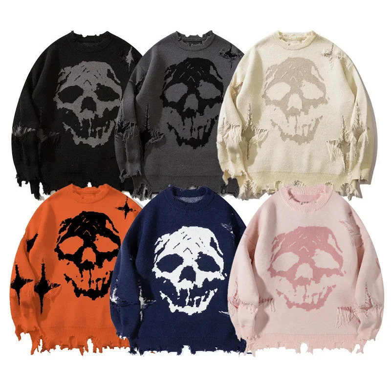 YWFG Cross-Border Fulfillment Knitted Top Wholesale Skull Head Mens Product Foreign Trade Euro-American Sweater 250618