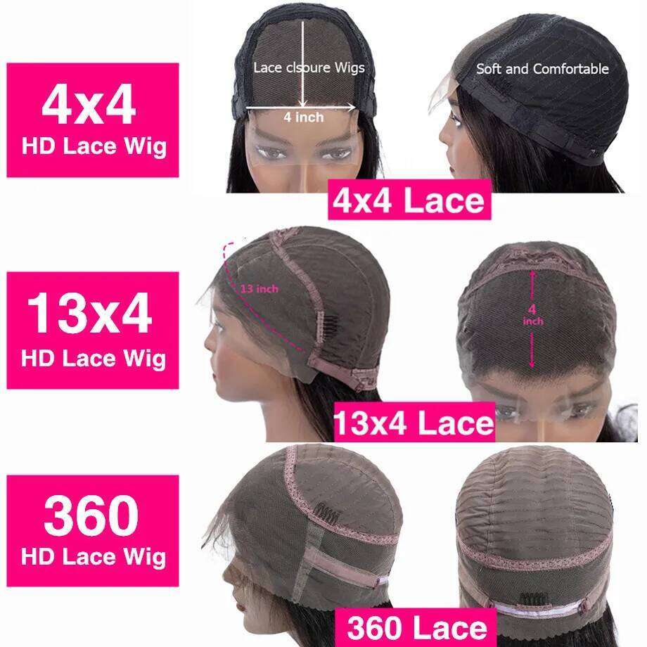 13x4 13x6 Hd 30 32 34 Inch Straight Front Human Hair 360 Lace Frontal 5x5 Gluless Closure Wig