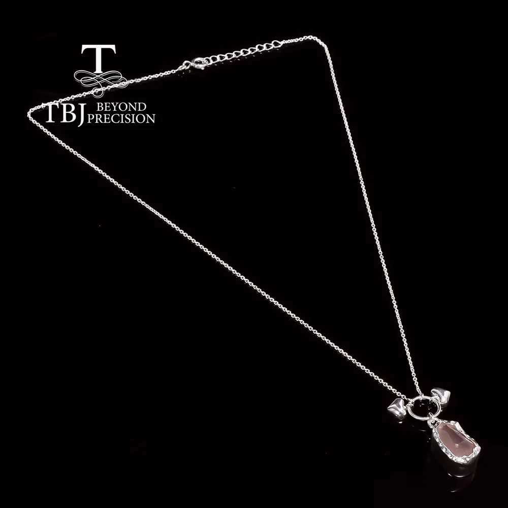 925 pure silver natural Rose Quartz rough gemstone necklace fresh and simple design suitable for everyday jewelry W250618