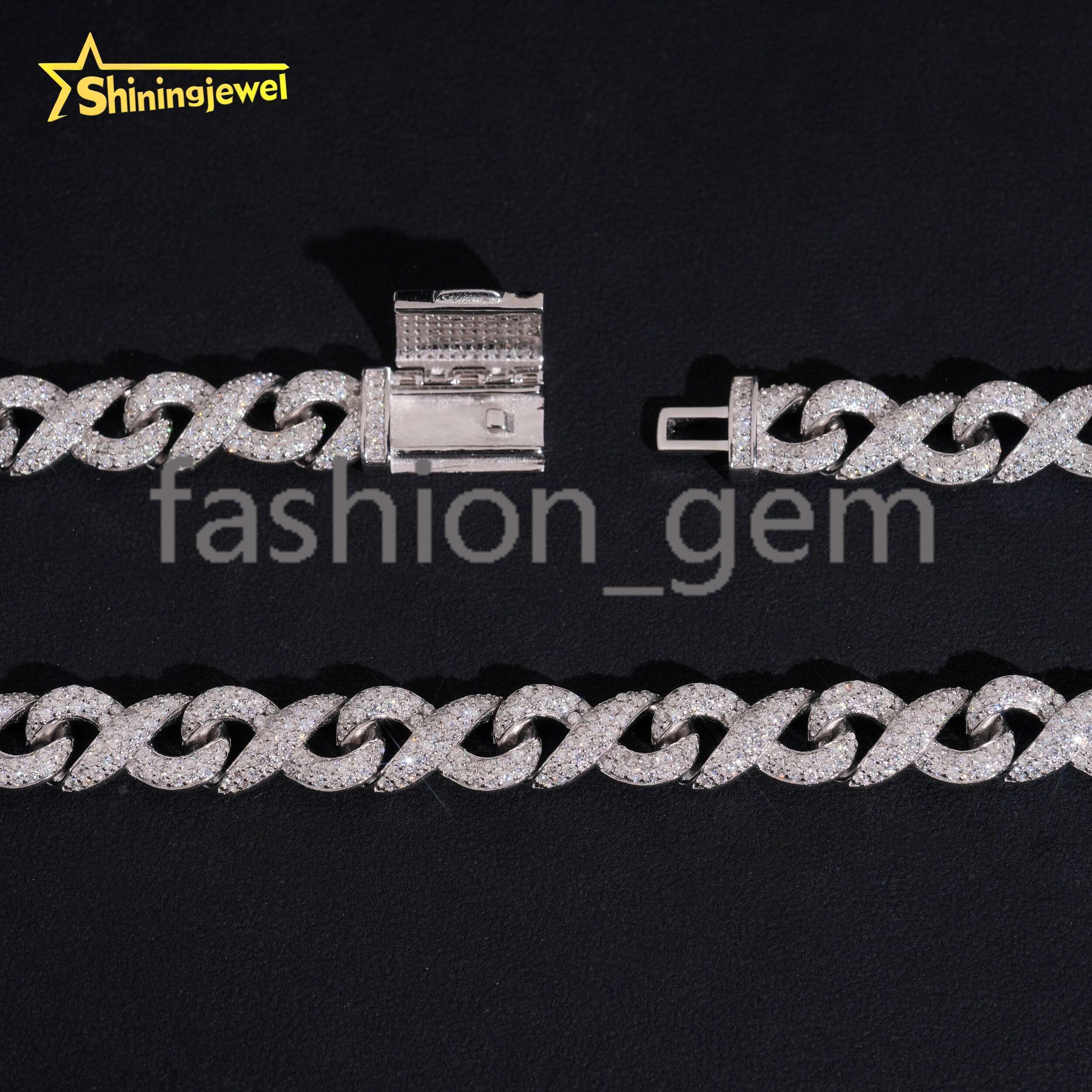 10mm Width 925 Solid Silver Iced Out Hip Hop Jewelry VVS D Moissanite Diamond Franco Cuban Link Chain Infinity Necklace Men