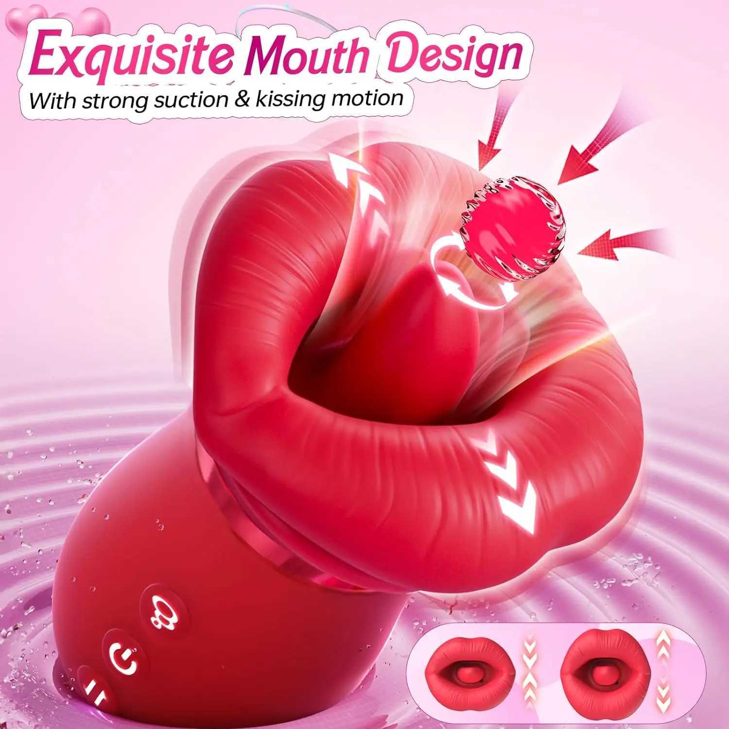 APP 4 In 1 Oral Suction Vibrator Rose Sex Toy Tongue Licking And Sucking Adult Toy Clitoris Nipple G spot Vibrator For Female W250618