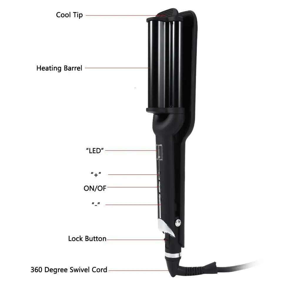High Quality Triple Barrel Hair Curlers Wave Spring Ceramic Curling Iron brazilian body Big deep wave Curler