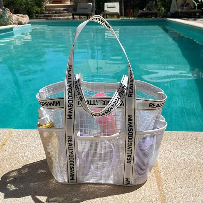 Gym Bag Beach Bag Fis Transparent Waterproof Multi-Pocket Tote Swimming Mesh Bags High Volume Beach Organizer Travel Swim B250618