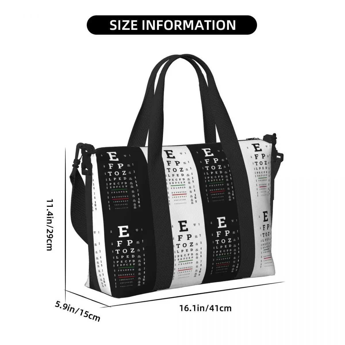 Custom Large Snellen Chart Eye Test Tote Bag for Women Optometrist Optician Shoulder Shopping Gym Beach Travel Bag W250618