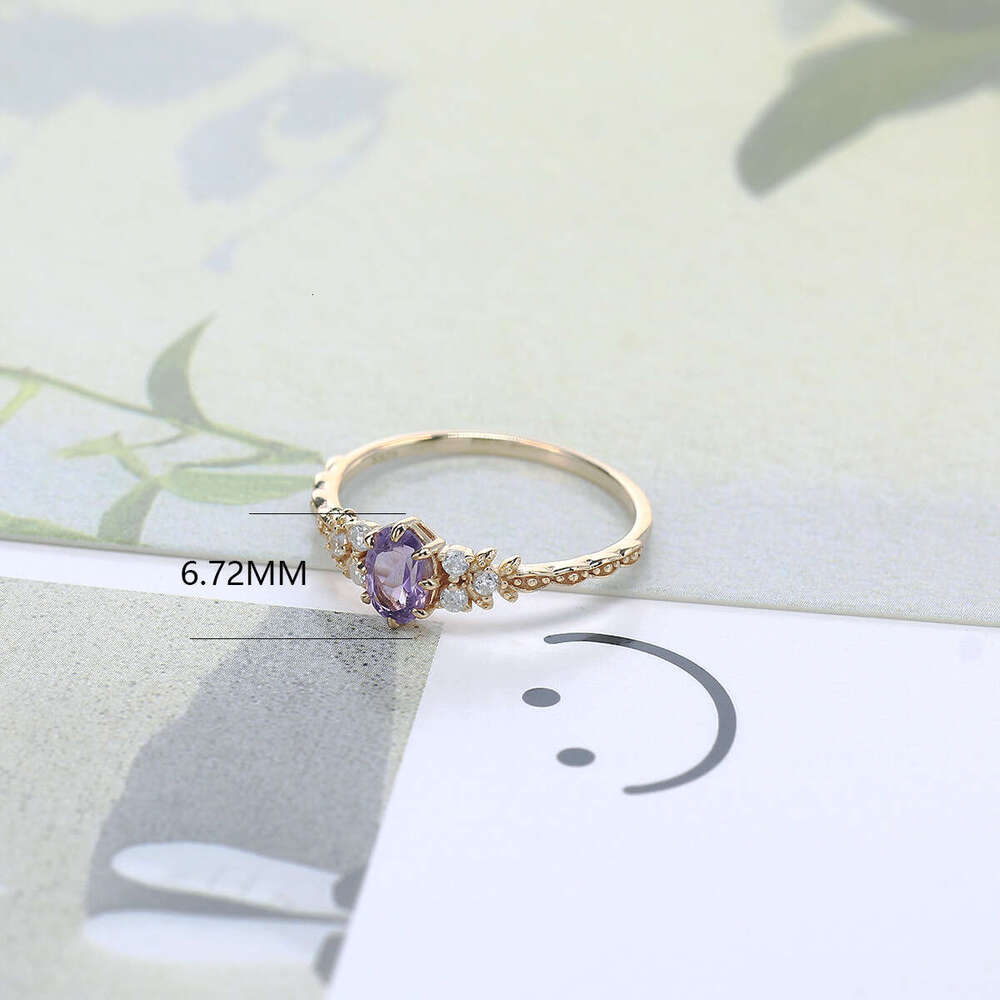 High Red Pomegranate Flower Light Luxury Palace Simple Women's Imitation Natural Amethyst Hand Jewelry Ring