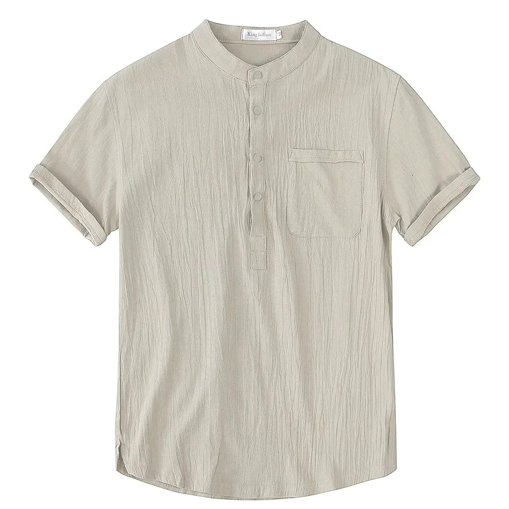 Mens Short Sleeve T-shirt Cotton and Linen Casual Mens T-shirts Solid Color Summer Shirt Male Cozy Breathable 250616