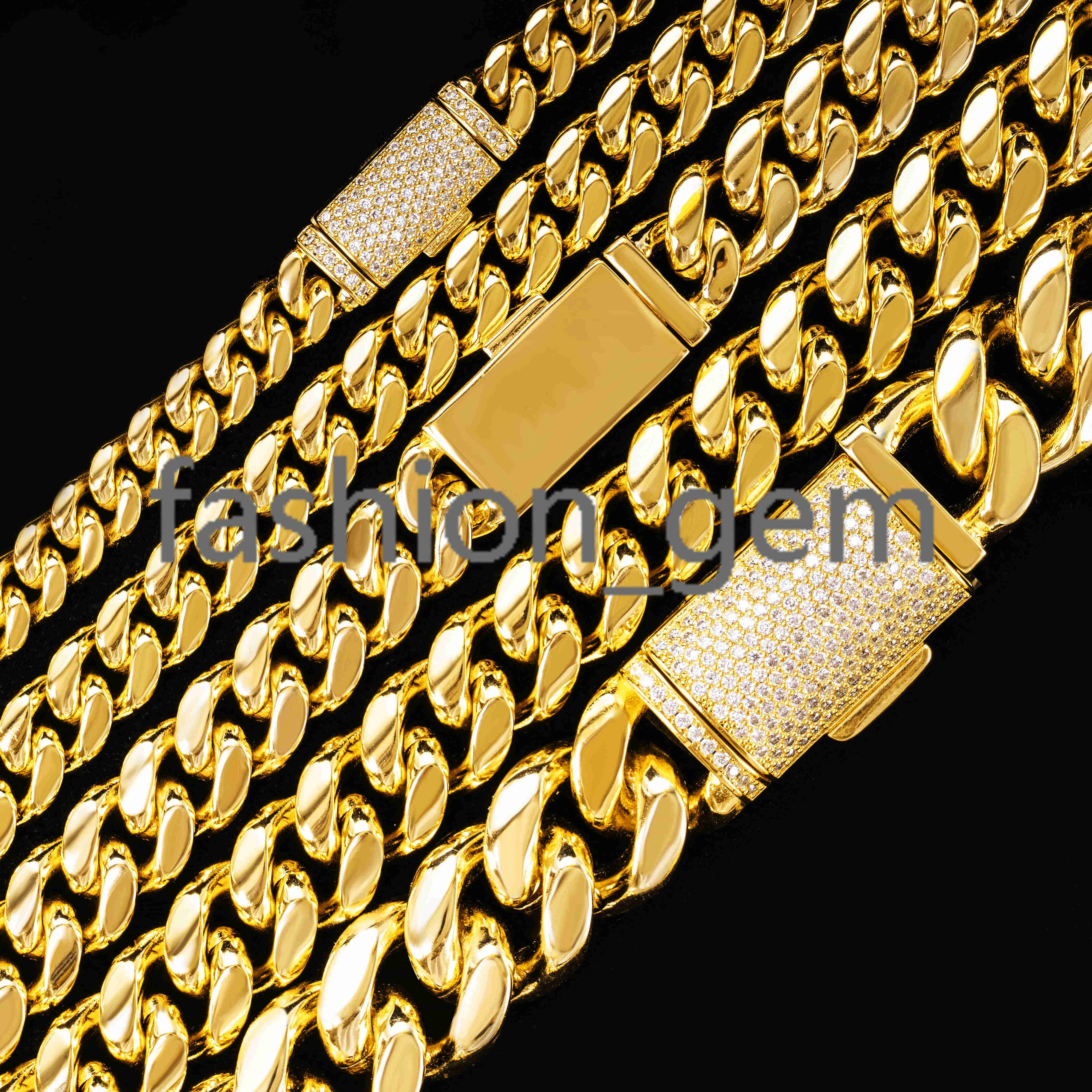 8mm 10mm 12mm 14mm Iced Out Diamond Moissanite Clasp Miami Cuban Necklace 18k Gold 925 silver 925 silver Gold Cuban Chain Necklace