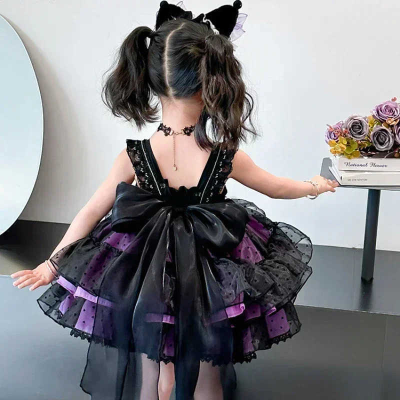 Sanrio Anime Sanrio Hello Kitty Kuromi Childrens Dress CosPlay Academy Style Pleated Skirt Girl Princess Clothes Girl Birthday GiftXJ250618