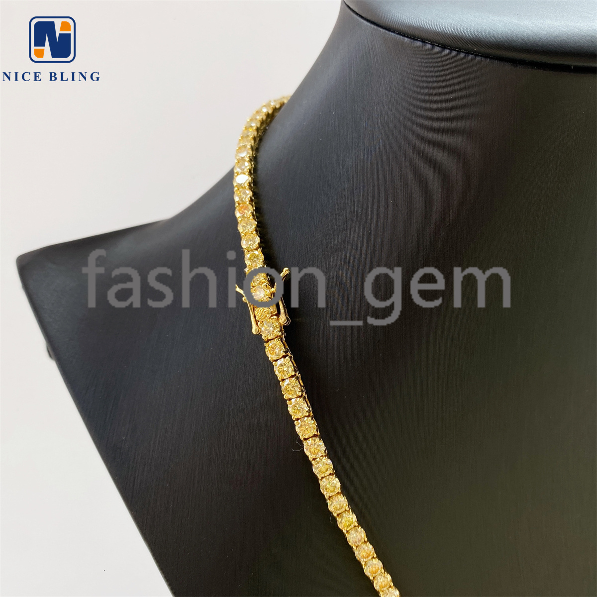 Bling HipHop Jewelry Yellow Tennis Chain Iced Out VVS Moissanite Diamond 4mm Colorful Tennis Fashion Jewelry Necklaces