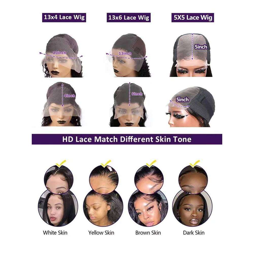 30 40 Inch 13x6 13x4 HD Body Frontal Human Hair Wig Raw Glueless Closure 5x5 Water Wave Lace Front Wigs Preplucked