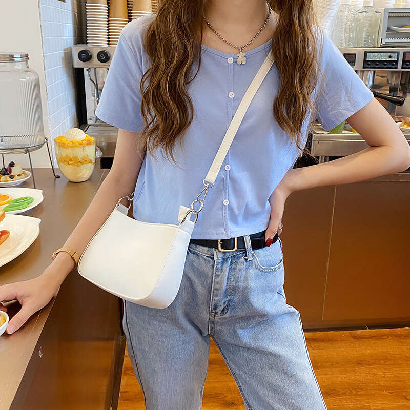 Bag for Women, Crossbody New Patchwork Metal Ring Underarm Baguette Street Zipper PU Bag, Single Shoulder Handbag