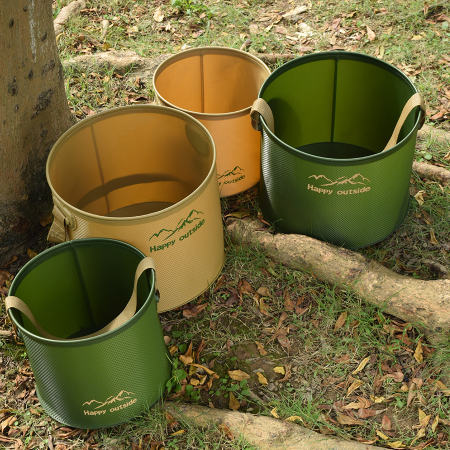 Durable Lightweight 9 Liter Folding Bucket, Perfect for Camping, Hiking, and Picnics, Collapsible 9L Green Foldable Camp Sink & Portable Wash Basin Id