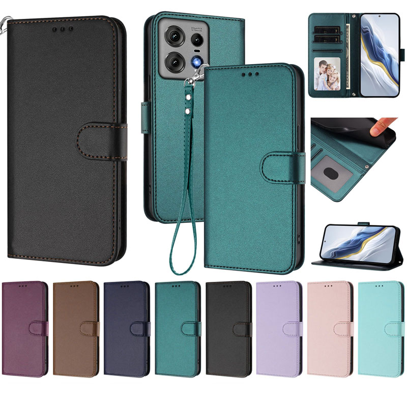 Plain PU Leather Wallet Cases For Moto Edge 60 Pro Stylus 5G 2025 G15 Power G05 E15 G Power Play G75 G55 Credit ID Card Slot Photo Holder Kickstand Bo