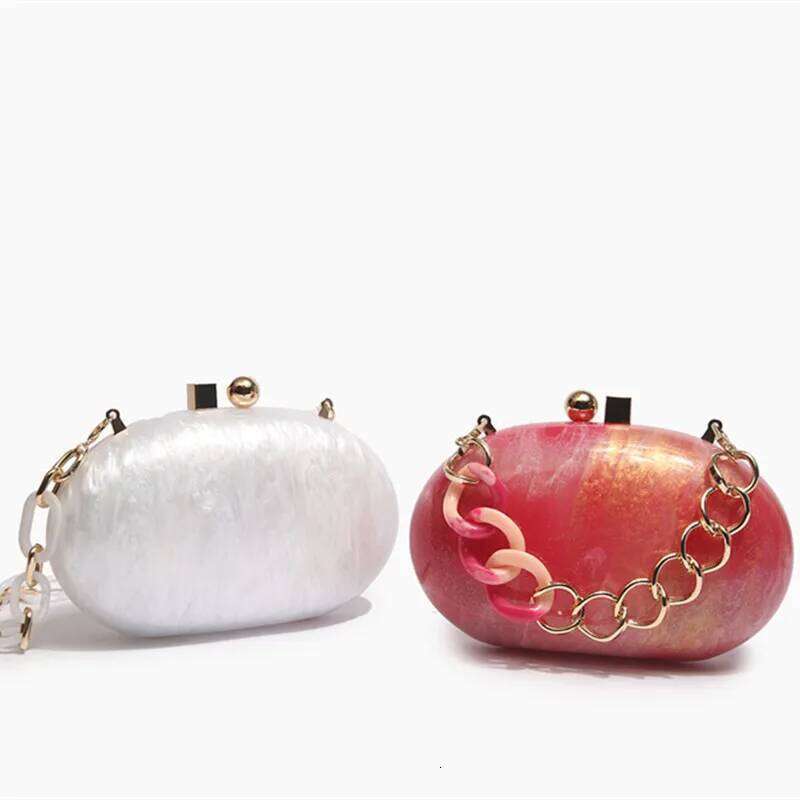 Pearlescent Coffee Oval Head Fashion Crossbody Shoulder European and American Acrylic Evening Bag