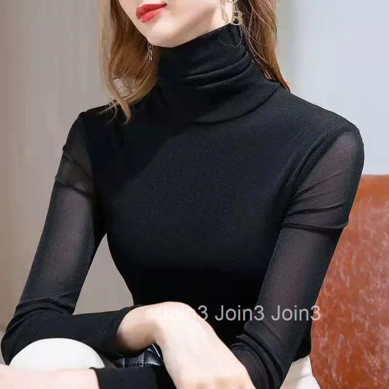 Blue Tees Rhinestone Turtleneck 2025 Sequin Female Tops Glitter Purple Womens T Shirts Clothes Kpop Aesthetic Funny Xxl Tshirts