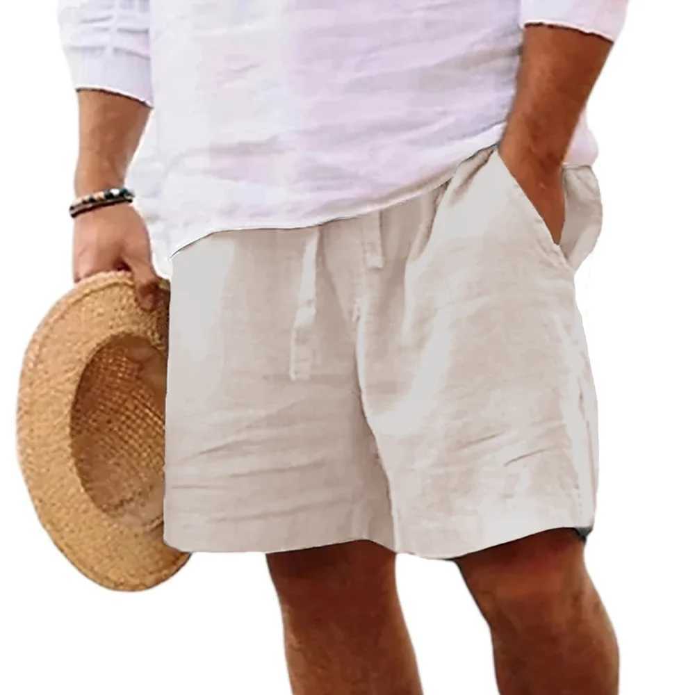 Mens Cotton Linen Shorts Solid Color Short Lightweight Pants Linen Beach Shorts Men Jogging Sport Large Shorts Streetwear S-3XL XJ250618