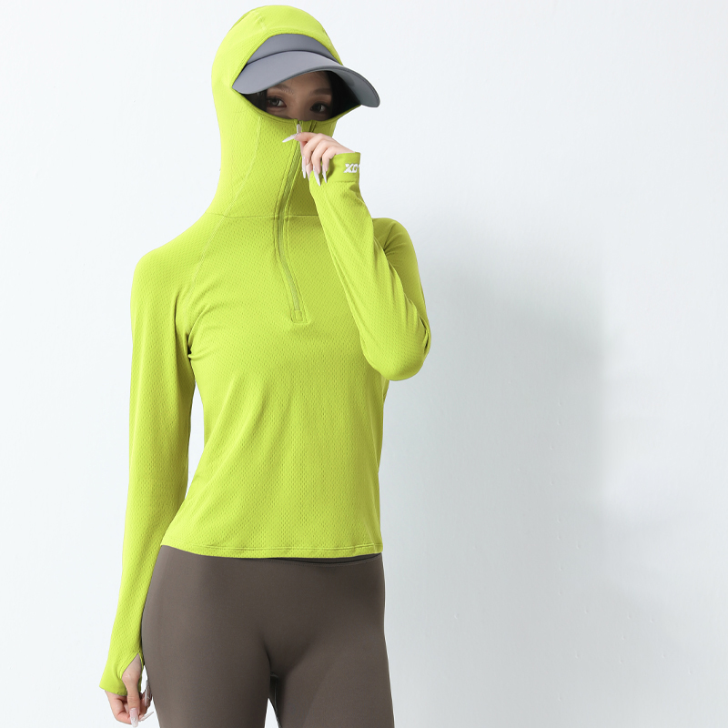 Moisture Wicking Womens Sports Pullover with Zipper - Long Sleeve Active Wear Hoodie