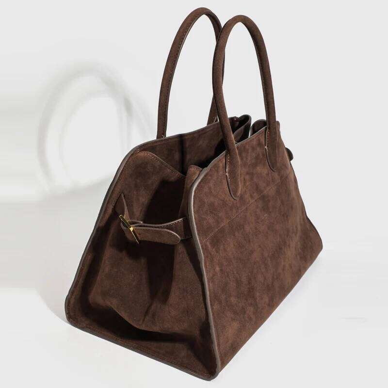 Vintage Faux Suede Tote Bag For Women Designer Handbags Purses 2024 New In PU Top Handle Large Capacity Underarm Shoulder