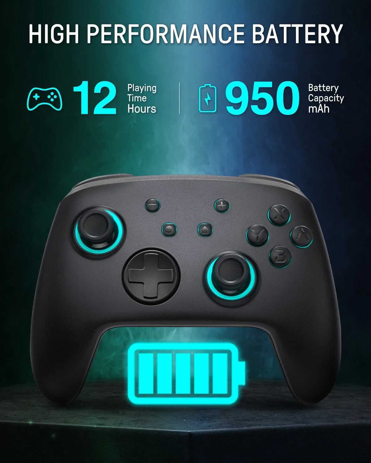 FUNLAB Luminous Pattern Wireless Pro Controller Compatible For Nintendo Switch Bluetooth Remote Gamepad with NFC Function/7 LED Z250617