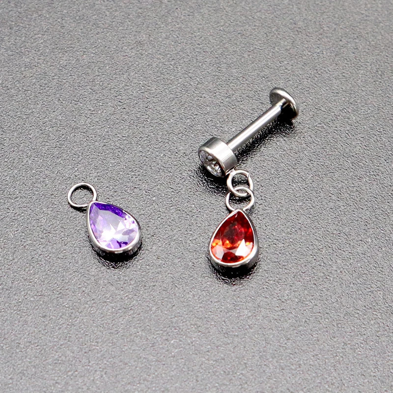 36 Alloy Earrings Water Drop Pendant Cylindrical Water Drop Tear Drop Ear Bone Nail Human Puncture Accessory 250617