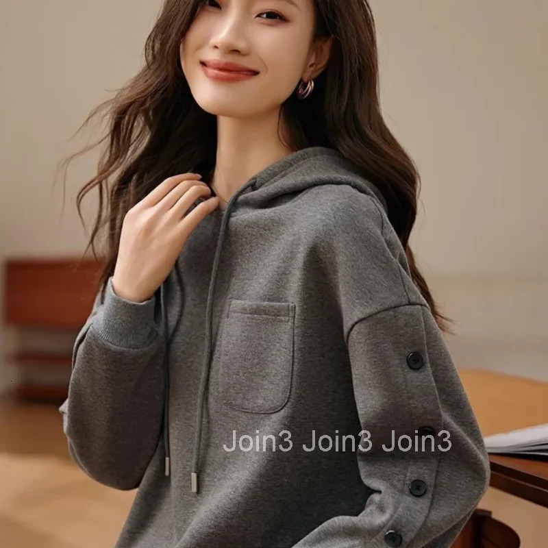 Loose Long Sleeve New In Baggy Hooded Sweatshirt for Women Essential Korean Clothing Hoodies Youthful Clothes Basic M Woman Tops
