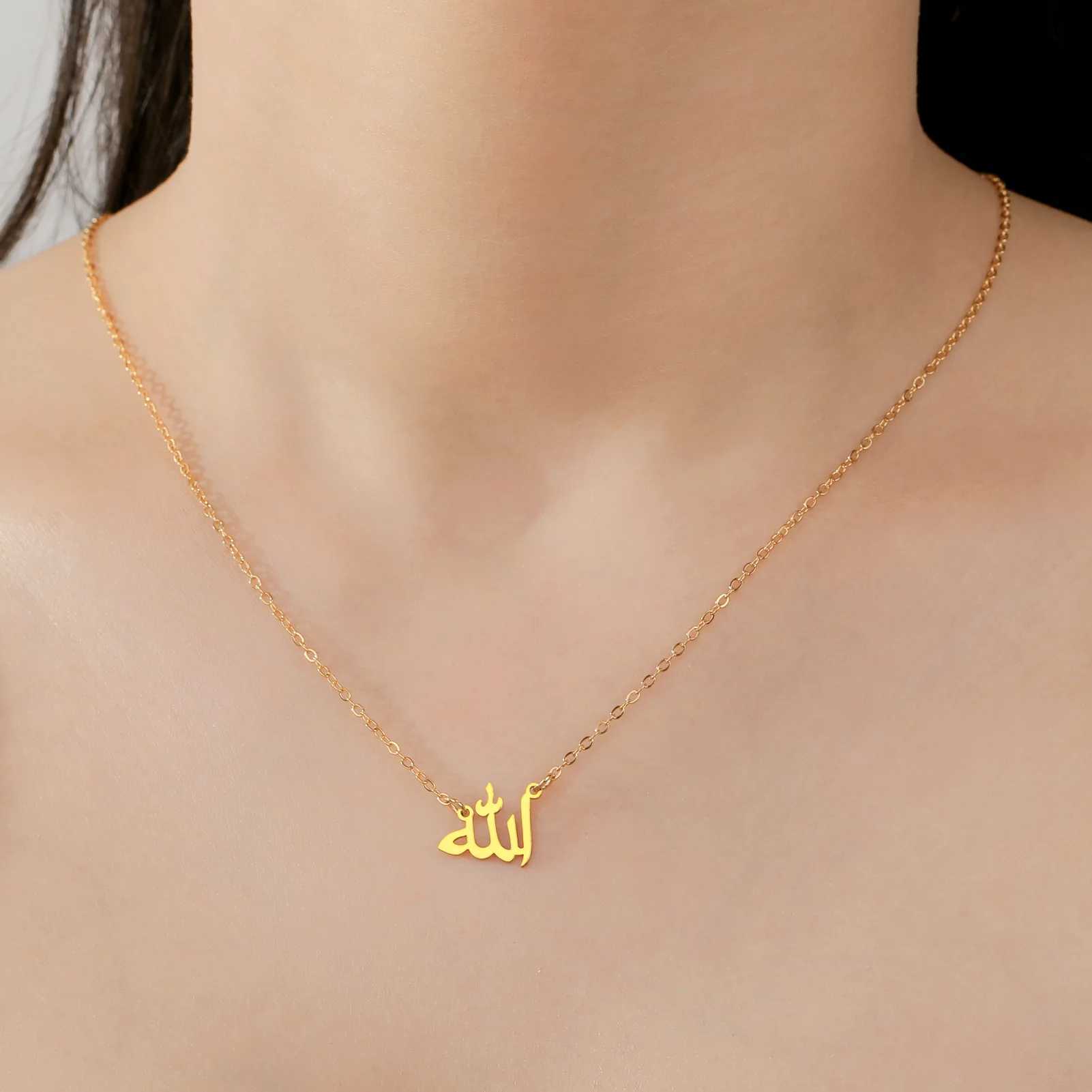 Jeshayuan Allah Necklace For Women Arabic Nameplate Muslim God Symbol Stainless Steel Choker Lucky Amulet Jewelry Gift W250618