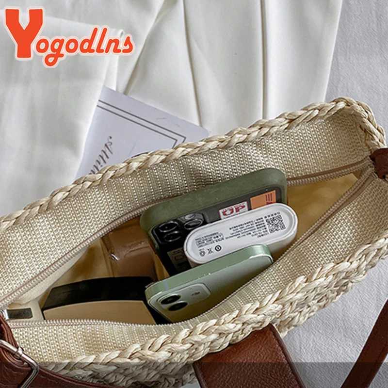 Yogodlns Summer Straw Bag For Women Fashion Semicircle Crossbody Bags Rattan Handmade Messenger Handbag Travel Beach Bags Tote Z250618