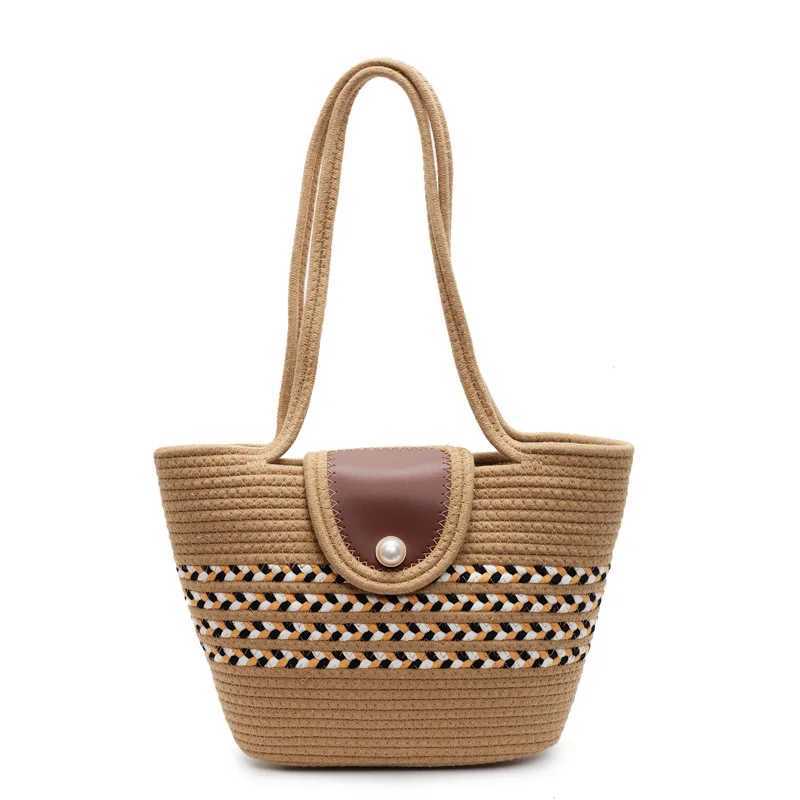 2025 Lat Fi Hand-Woven Shoder Bag for Wen Beach Vai Tote Bag with Cott Thread Weaving Handbag B250618