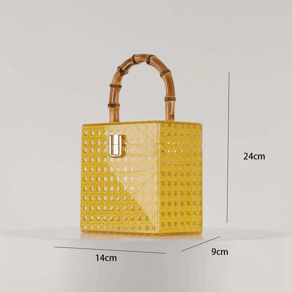 Women Wedding Evening Clutch Bag Lady Box Handbag Female Designer Acrylic Rattan Bamboo Handle Summer Pro Gift Beach Totes Z250618