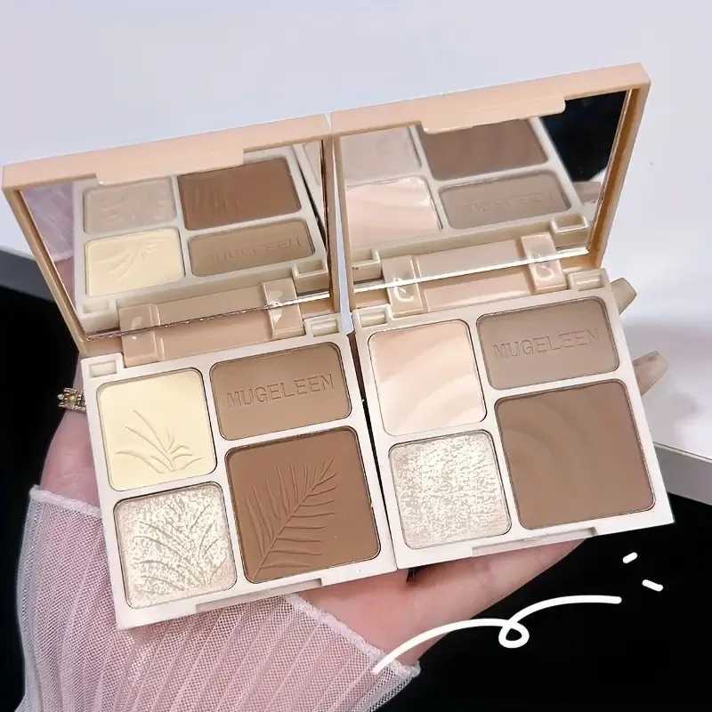Four Colors Highlighting Contouring All-in-One Palette with Mirror Matte Highlighting Shadow Nose Shadow Contour Palette XJ250618