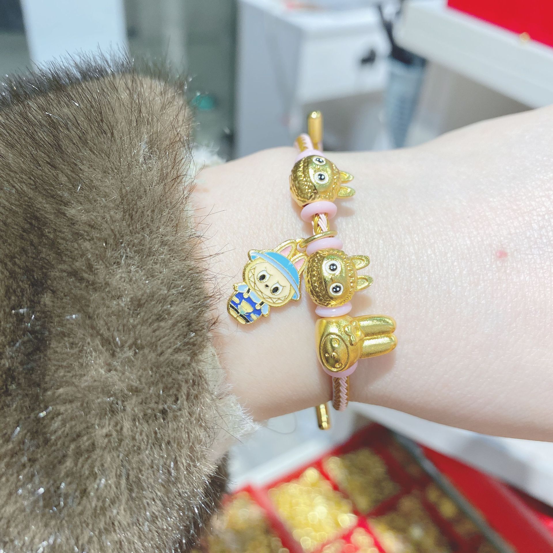 Bracelets for women Gold-Plated Cartoon Bracelet Trendy Cute Combination Adjustable Oil Drip Craft 2025 Fashion Style Hand rope