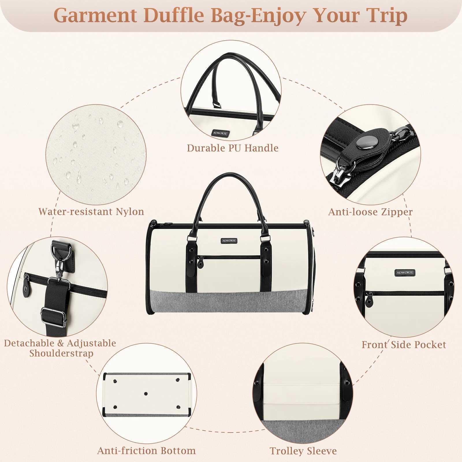 Travel Garment Bag Convertible Garment Duffel Bags Combo with Shoe Compartment Toiletry Bag Carry-On Weekend Overnight Bag W250618