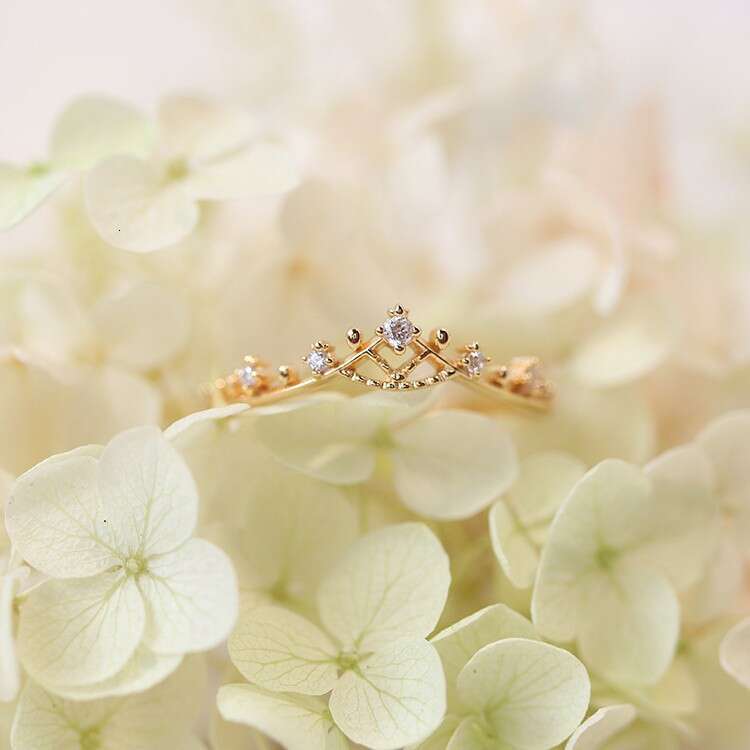 Lily of the Valley Flower Language Same Style Hollow Crown Lace Stackable Tail Light Luxury Versatile Ring