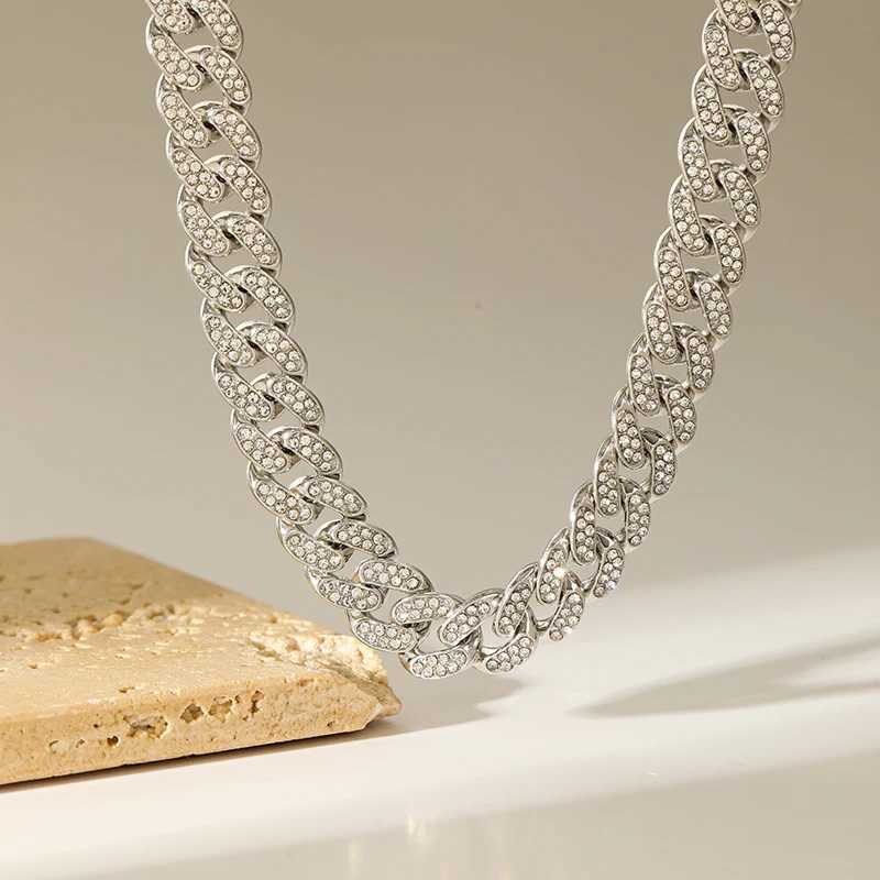 EILIECK Silver Color Cuban Chain Necklace For Women Girl Fashion New Party Gift Thick Neck Chain Waterproof Jewelry Bijoux W250618