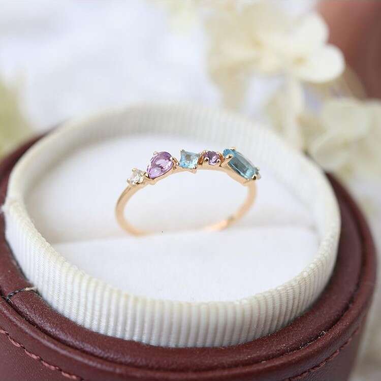 Inlaid Zircon Vintage for Women High-End Luxury Geometric Irregular Open Ring i Style