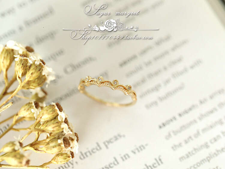 Crystal Imitation and Lace Skirt Hem Exquisite Simple Ins Trend Yellow Lucky Luxury Versatile Ring Women's Gift