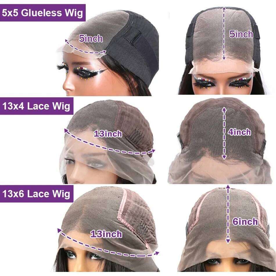 250% 13x6 HD Human Hair Deep Wave Frontal Brazilian 13x4 Short Bob Curly Lace Front Wigs 5x5 Closure Wig For Women