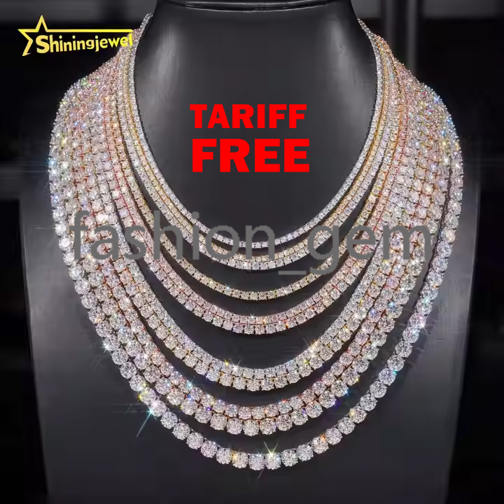 Cheapest Price Bulk in Stock VVS Moissanite Pass Diamonds Test Gold Plated Sterling Silver 925 Tennis Chain Iced Out Jewelry