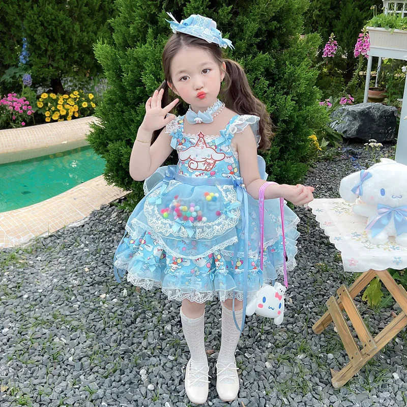 Sanrio 2024 Sanrio Cinnamoroll Cute Fashion Trend Girls Dress Lolita Princess Dress Four Seasons Strap Dress Halloween Christmas Gift XJ250618
