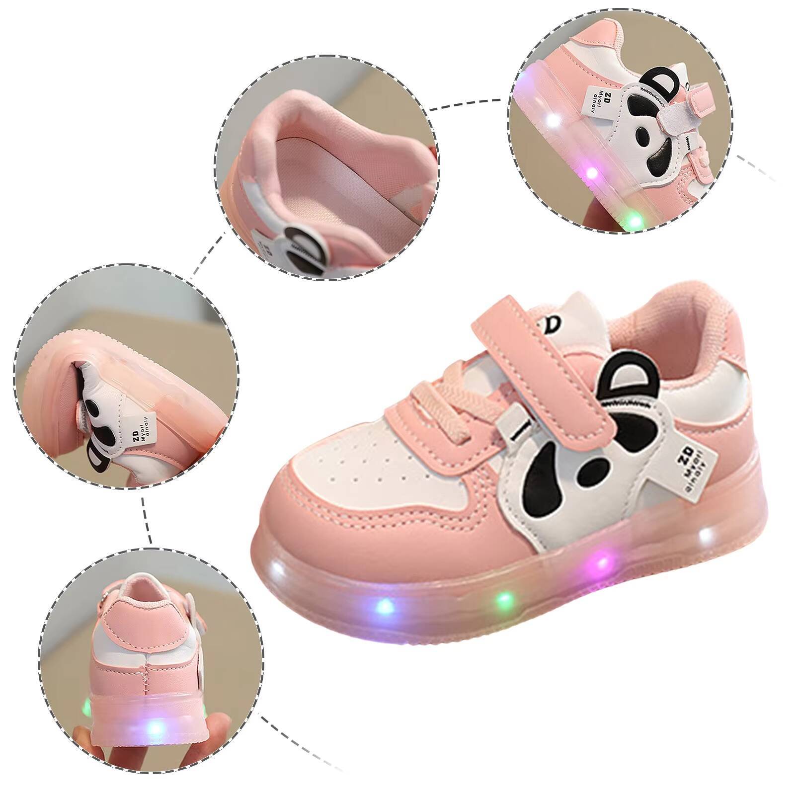 Ddmyshoesvip LED children's shoes Kids For Girls Cute Cartoon Baby Girl Kawaii Canvas Soft Bottom Sneakers Casual Boys Flat Shoes