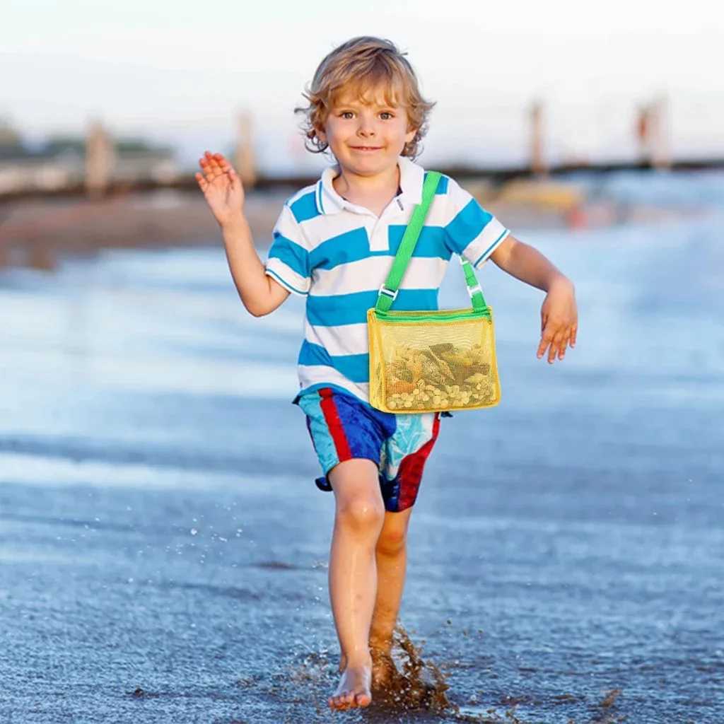 Foldable Beach Mesh Bag Children Sand ay Protable Kids Beach Toys Clothes Bags Storage Organizers Wen Cosmetic Makeup Bag B250618