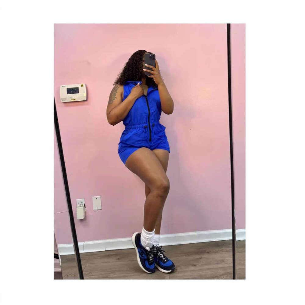Summer New Hot Solid Color Personality Fashion Zipper Women's Jumpsuit Romper B5