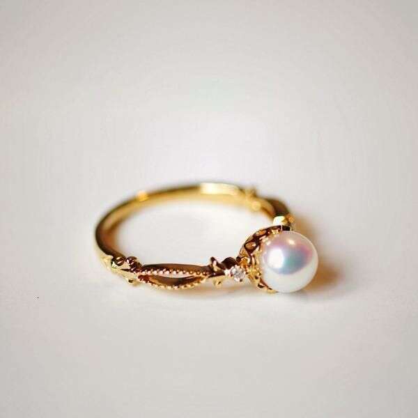 Same Style Anti-Pearl for Women, High-End Ins Style, Inlaid with Zircon, Exquisite Gold-Plated Ring