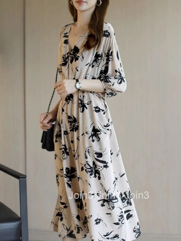 Woman Dress Midi Soft Flower Dresses for Women Floral Outfits Clothes Harajuku X One-piece 2025 Fashion Korean Style Pieces Xxl