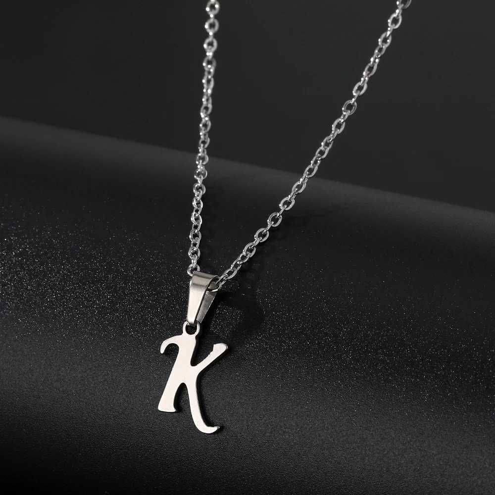 Stainless Steel English Alphabet 26 A-Z Letter Necklace Pendant for Women Men Capital Initial Name Necklace Birthday Gift W250618