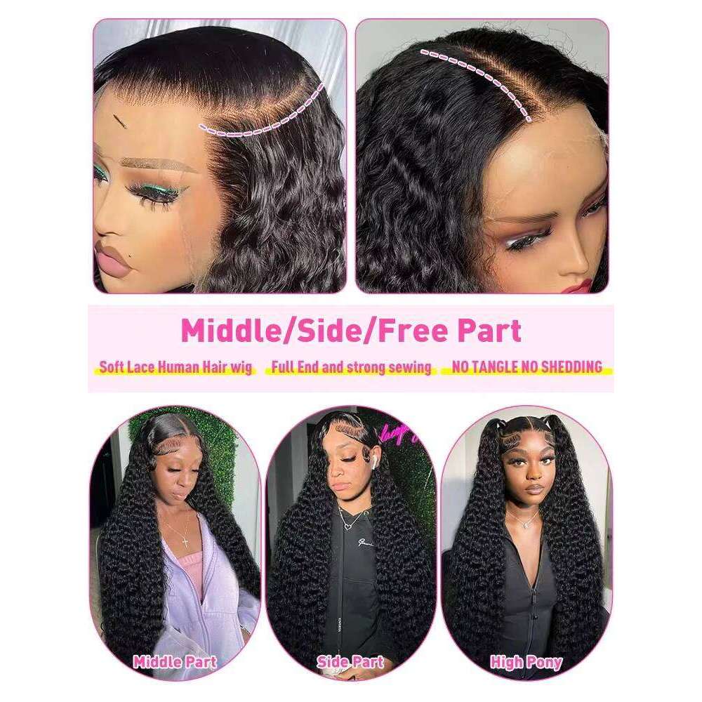 200% 30 40 Inch Deep Wave Frontal 13x4 13x6 HD Curly Lace Front Human Hair Wigs Brazilian 5x5 Glueless Closure Wig For Women