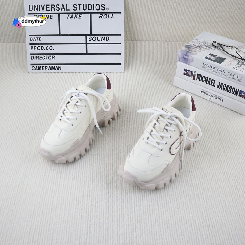 53 Genuine Leather Cowhide Spring and Autumn New Style Clearance Platform Thick Sole Fashion Versatile Comfortable Women's Casual Sports Dad Shoe