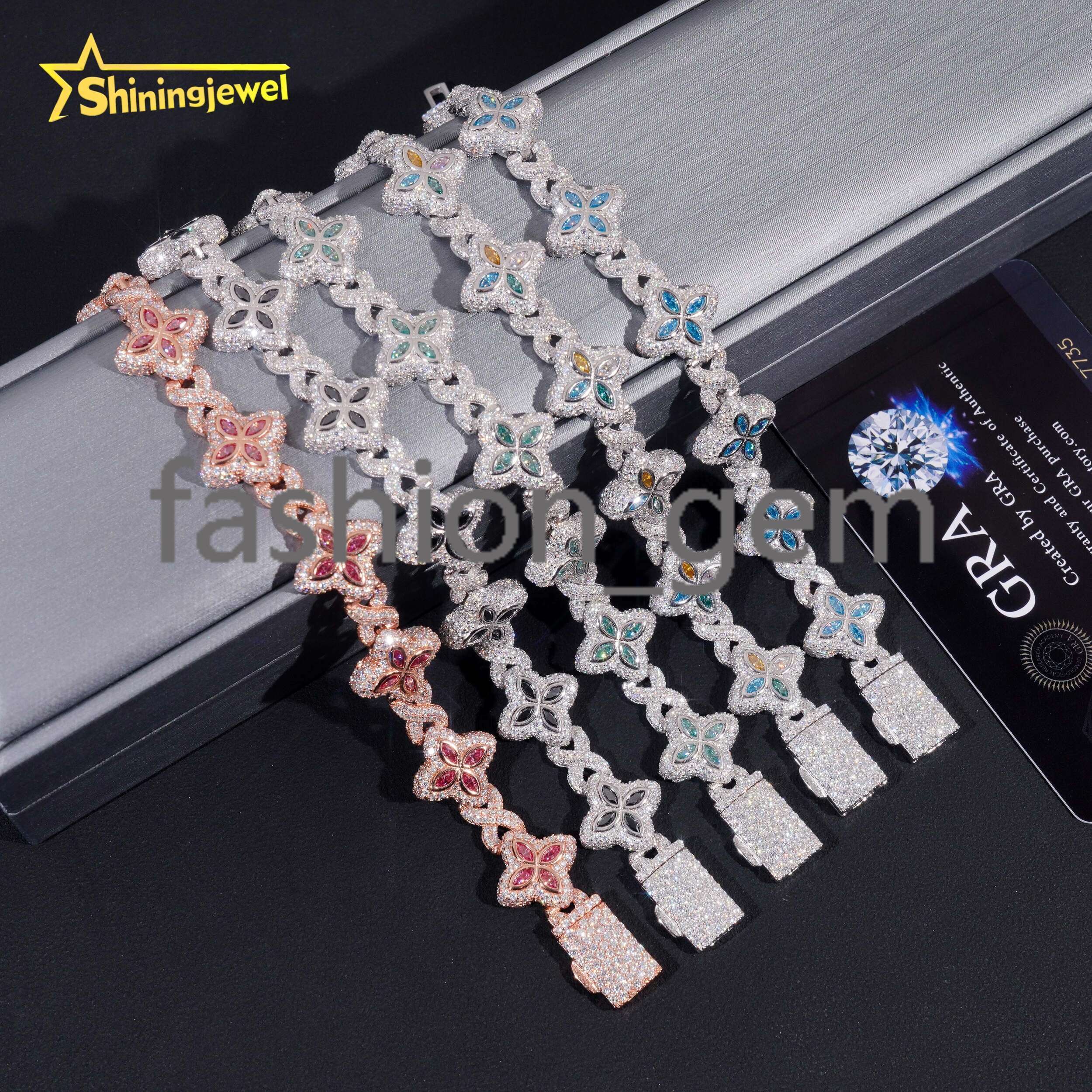 Best Sale 15mm VVS Colors Moissanite Cuban Link Chain S925 Gold Plated Diamond Iced Out Hip Hop Cuban Link Chain
